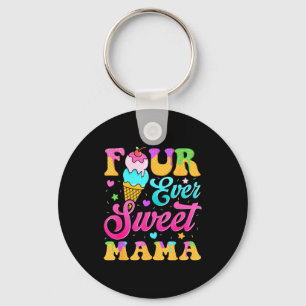Four sweet mama 4th birthday girl ice cream drip key ring