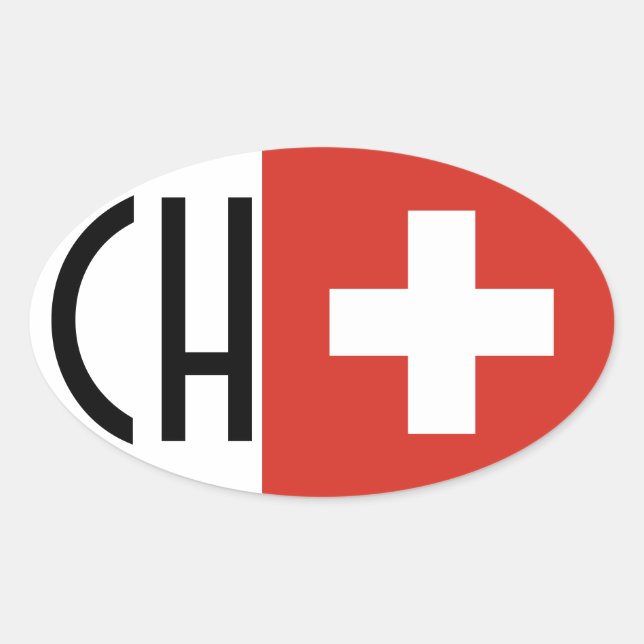 FOUR Switzerland Flag "CH" Oval Sticker (Front)