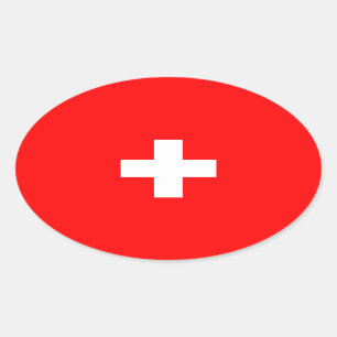 FOUR Switzerland National Flag Oval Sticker