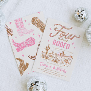 Four the Love of Rodeo 4th Birthday Invitation