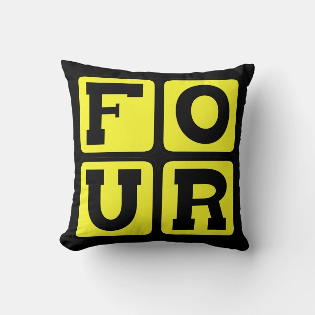 FOUR The Number Square Design Funny Age Years Old Cushion (Front)