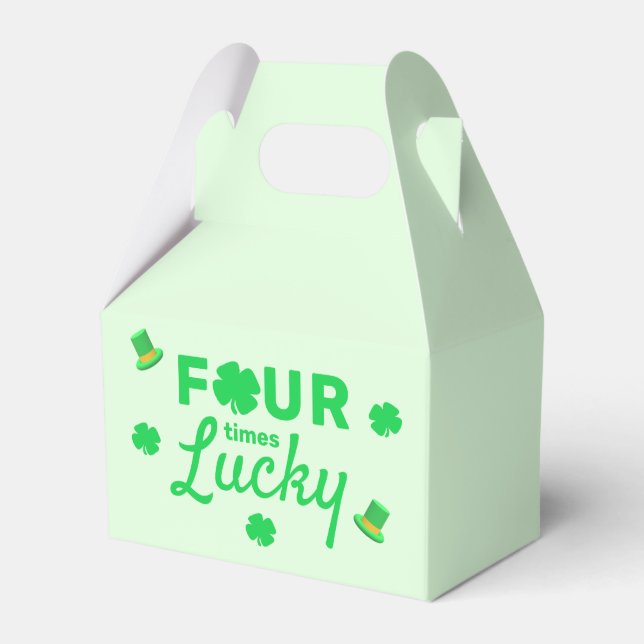 Four Times Lucky 4th Birthday Favour Box (Front Side)