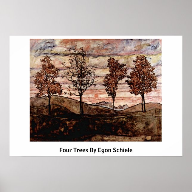 Four Trees By Egon Schiele Poster (Front)