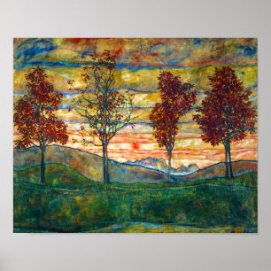Four Trees Egon Schiele Poster