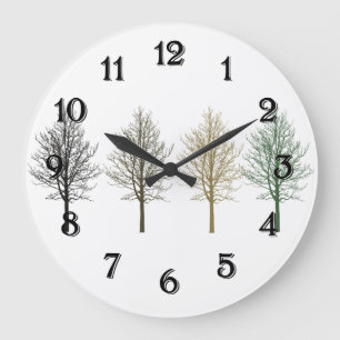 Four Trees Large Clock