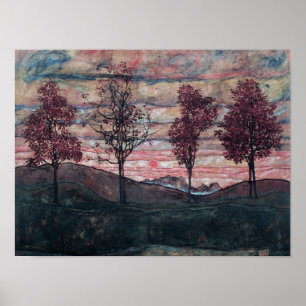 Four trees painting by Egon Schiele Poster