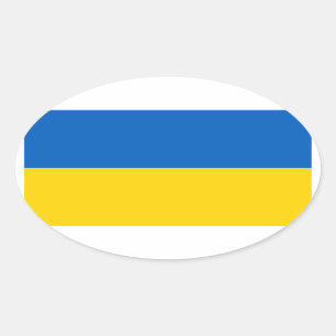 FOUR Ukraine National Flag Oval Sticker
