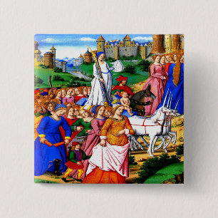 "Four Unicorns lead the Procession" 15 Cm Square Badge