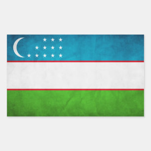 FOUR Uzbekistan National Flag Rectangular Sticker