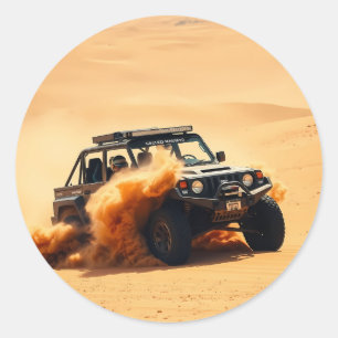 Four-wheel drive sand racing car classic round sticker