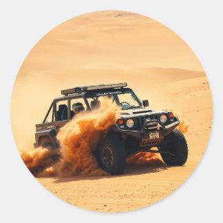 Four-wheel drive sand racing car classic round sticker