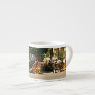 Four-wheeled horse-drawn carriage espresso cup