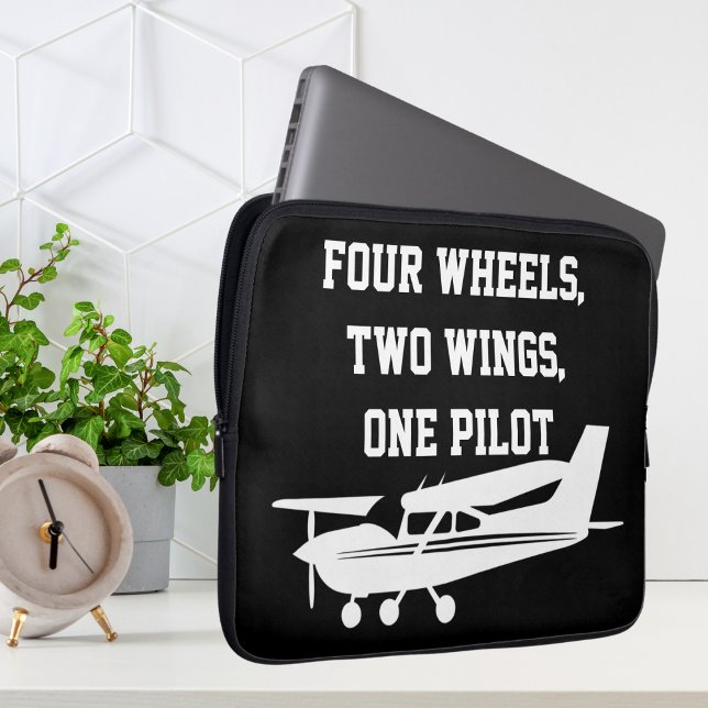 Four Wheels, Two Wings, One Pilot, Cool Aviation Laptop Sleeve (Creator Uploaded)