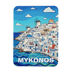 Four Windmills in Mykonos Greece Cyclades Travel Magnet