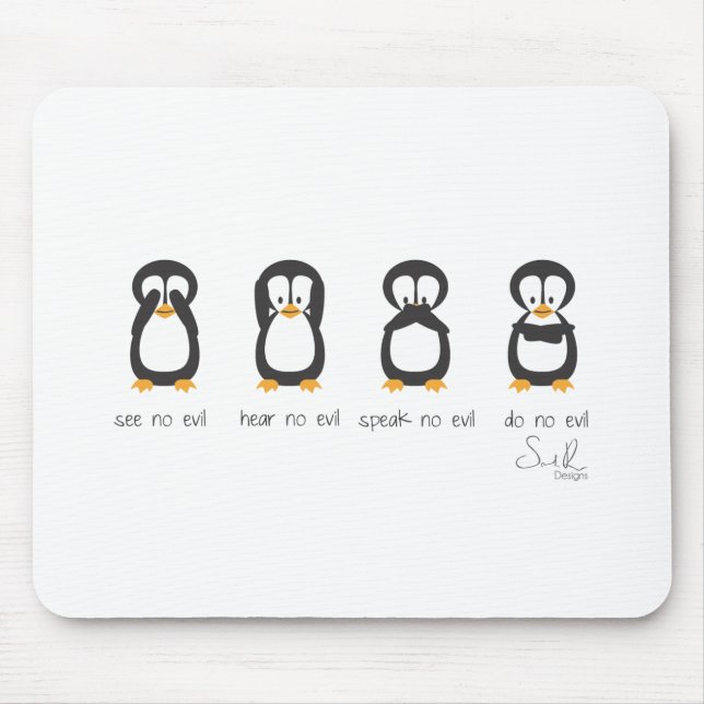 four wise penguins mouse pad (Front)