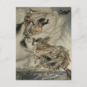 Four Witches "Up The Chimney" by Arthur Rackam Postcard