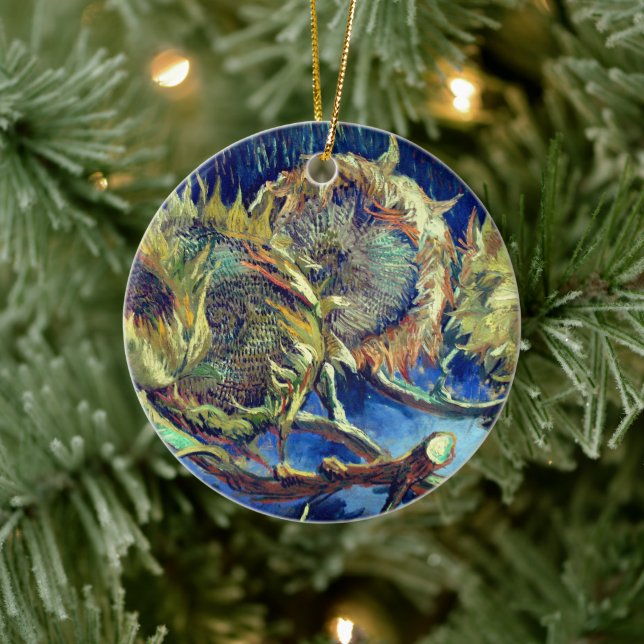 Four Withered Sunflowers Ceramic Ornament (Tree)