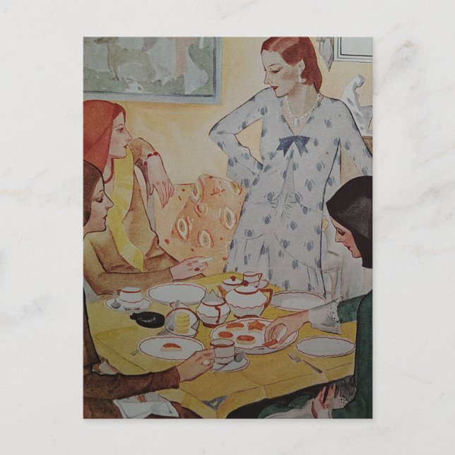 Four Women with a cheese treat in 1930  Postcard (Front)