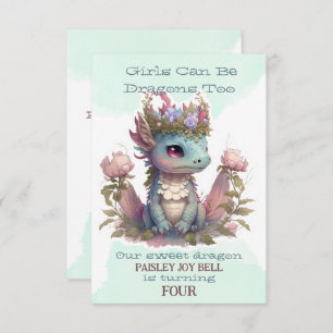 Four Year Old Girl Dragon Invitation