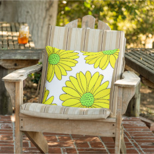 Four yellow Green Daisies  Cushion