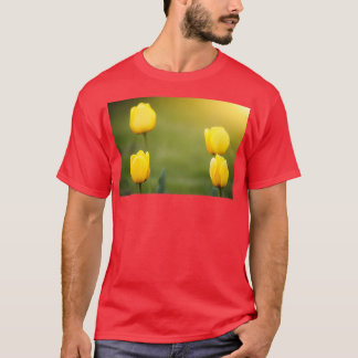 four yellow tulips nature background T-Shirt