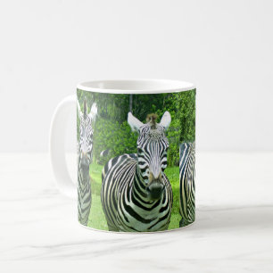 Four Zebras in Meadow Light Coffee Mug