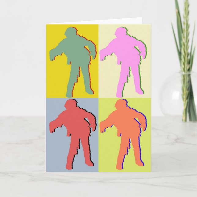 Four Zombies Style Halloween Cards (Front)