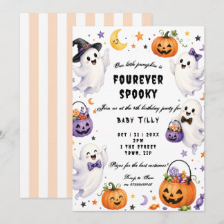 Fourever spooky 4th birthday party invitation