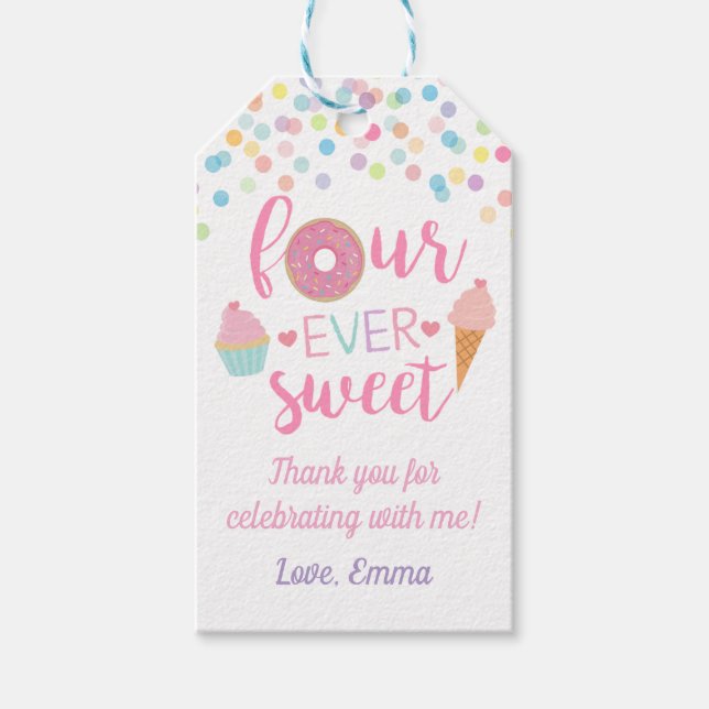 Fourever Sweet Birthday Party Gift Tag (Front)