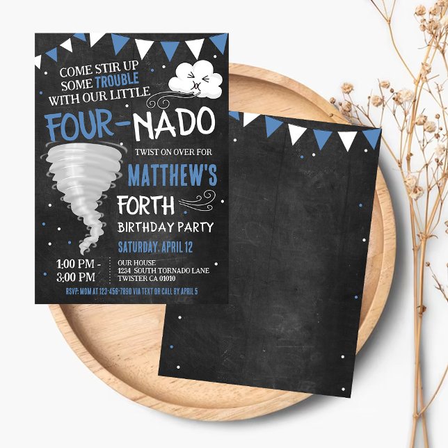 Fournado Birthday Invitation Tornado Twister Party (Creator Uploaded)