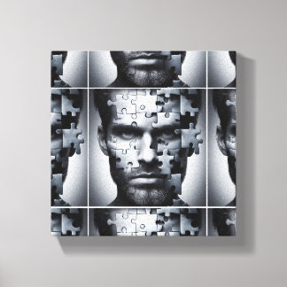 Foursome - a man's face puzzle canvas print