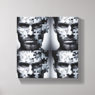 Foursome - a man's face puzzle canvas print