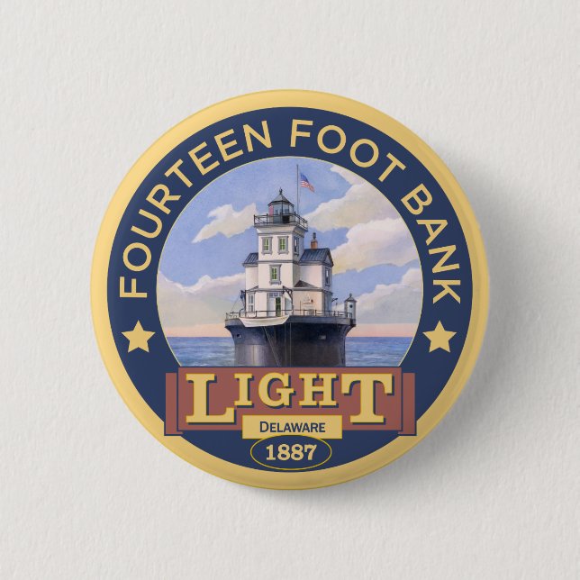 Fourteen Foot Bank Lighthouse 6 Cm Round Badge (Front)
