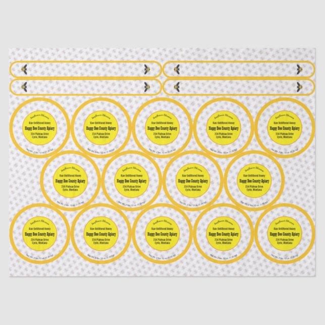 Fourteen Jar-Top Honey Product Label Tissue Paper (Front)