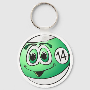 Fourteen Pool Ball Cartoon Key Ring