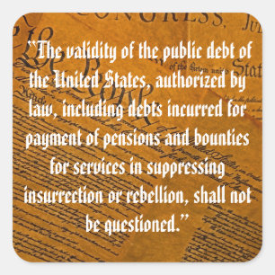 Fourteenth Amendment Public Debt Square Sticker