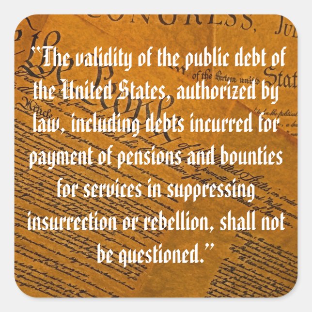 Fourteenth Amendment Public Debt Square Sticker (Front)
