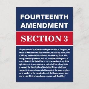 Fourteenth Amendment Section 3 Constitution Postcard