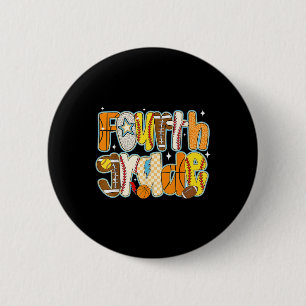Fourth 4th Grade Boy Baseball Basketball Football 6 Cm Round Badge