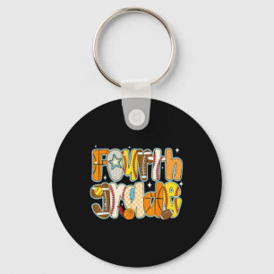 Fourth 4th Grade Boy Baseball Basketball Football  Key Ring