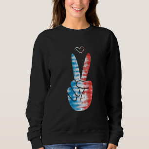 Fourth 4th Of July American Flag Peace Sign Memori Sweatshirt