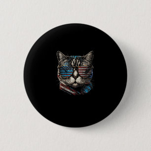 Fourth 4th of July Cat American Flag America Patri 6 Cm Round Badge