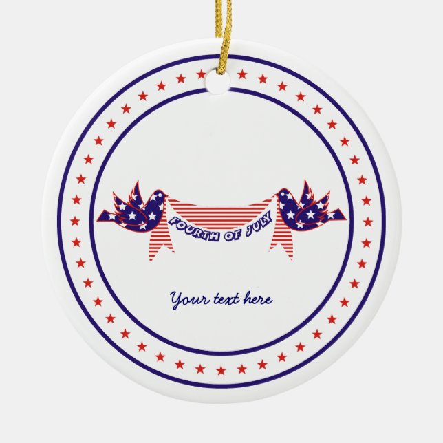 Fourth 4th of July Doves with stars ornament (Front)