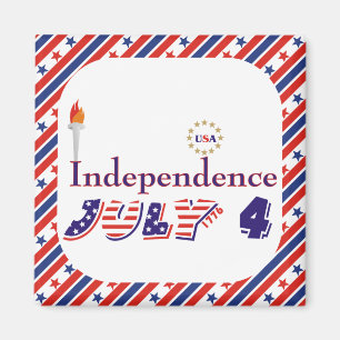 Fourth 4th Of July stars torch USA Independence Magnet