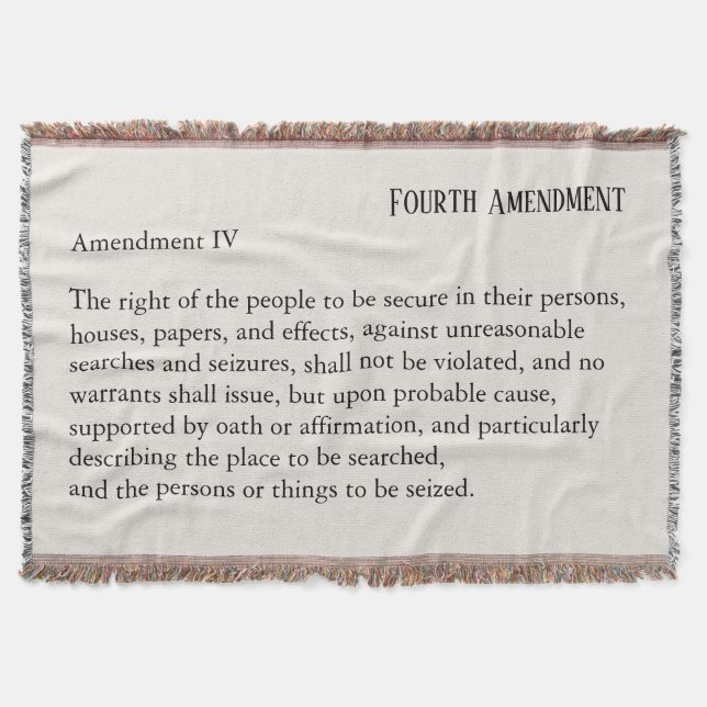 Fourth Amendment Constitution Bill of Rights Throw Blanket (Front)