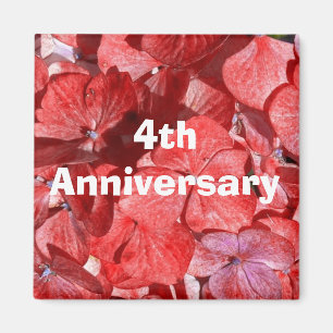 Fourth Anniversary Magnet with Hydrangas