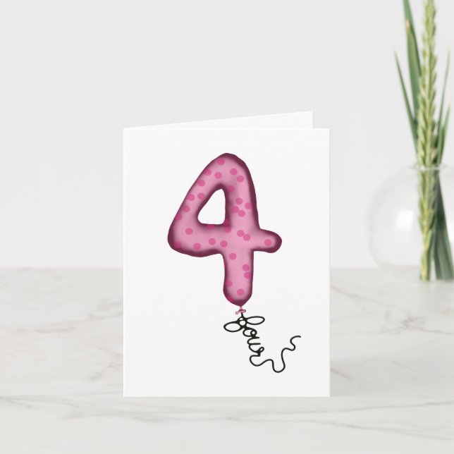 Fourth birthday balloon card (Front)