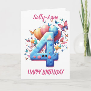 FOURTH BIRTHDAY BALLOONS HAPPY BIRTHDAY CARD
