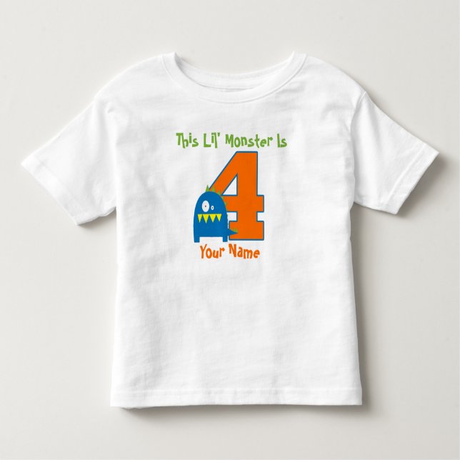 Fourth Birthday Monster Personalised T-shirt (Front)