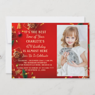 fourth Christmas Birthday Party photo  Invitation